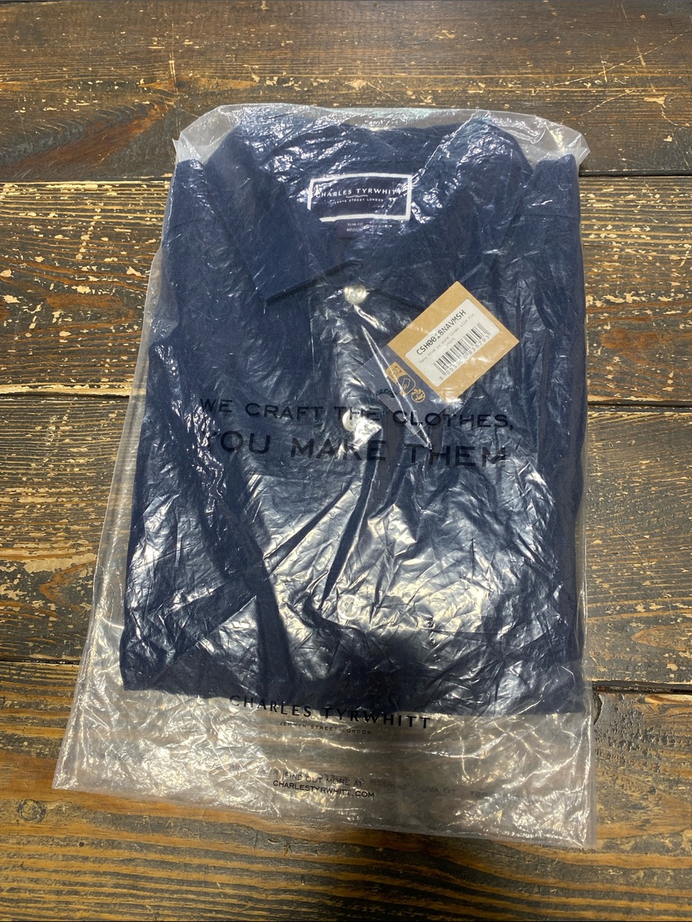 Charles Tyrwhitt Navy blue ss pure linen slim fit shirt - M - Picture 7 of 7